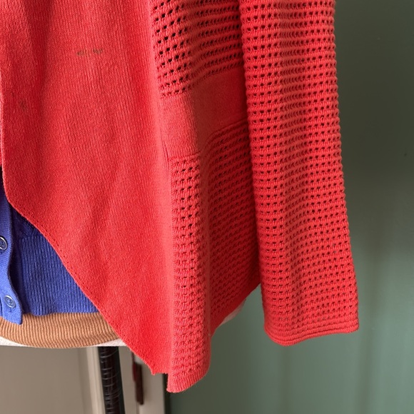 Women Sz M Nic+Zoe open front red light perforations casual cardigan sweater - Picture 4 of 9